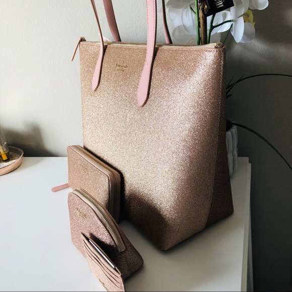 KATE SPADE ROSE GOLD JOELEY LARGE TOTE 4PC SET - Picture 2 of 8